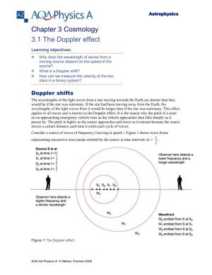 Chapter 3 Cosmology 3.1 the Doppler Effect