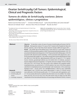 Ovarian Sertoli-Leydig Cell Tumors: Epidemiological, Clinical and Prognostic Factors