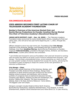 Cris Abrego Becomes First Latino Chair of Television Academy Foundation