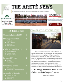 The Areté News Feb 2012 Striking Knowledge to Cadets Within the 49Er Battalion