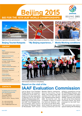 Beijing 2015 BID for the 15TH IAAF WORLD CHAMPIONSHIPS