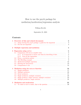 How to Use the Psych Package for Mediation/Moderation/Regression Analysis