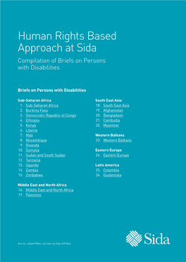 Human Rights Based Approach at Sida Compilation of Briefs on Persons with Disabilities