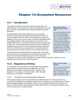 LCC DEIS Chapter 13 – Ecosystem Resources