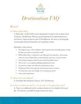Destination FAQ
