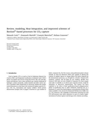 Review, Modeling, Heat Integration, and Improved Schemes of Rectisol