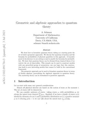 Geometric and Algebraic Approaches to Quantum Theory