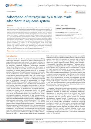 Adsorption of Tetracycline by a Tailor- Made Adsorbent in Aqueous System