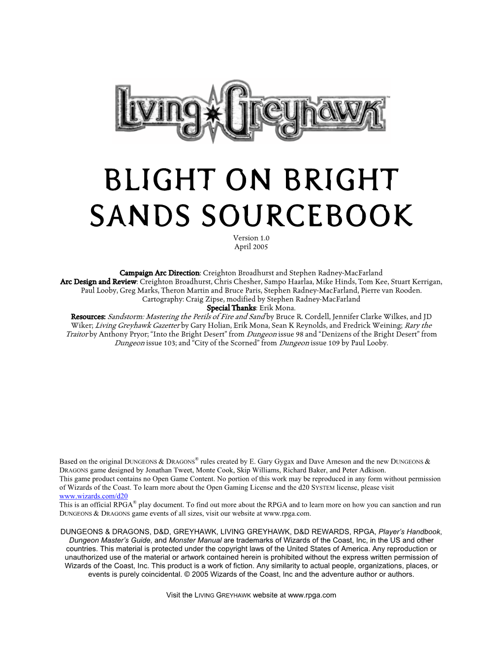 Blight on Bright Sands Sourcebook Page 2