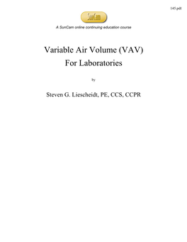 Variable Air Volume (VAV) for Laboratories