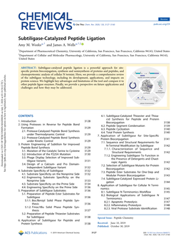 Subtiligase-Catalyzed Peptide Ligation Amy M