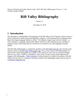 Rift Valley Bibliography Version 1.1