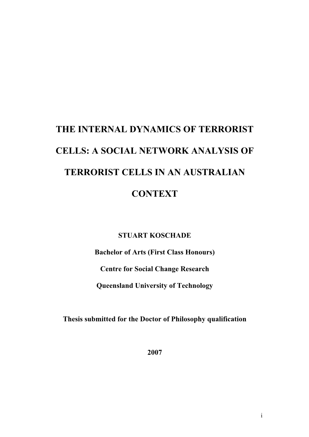 The Internal Dynamics Of Terrorist Cells: A Social Network - DocsLib