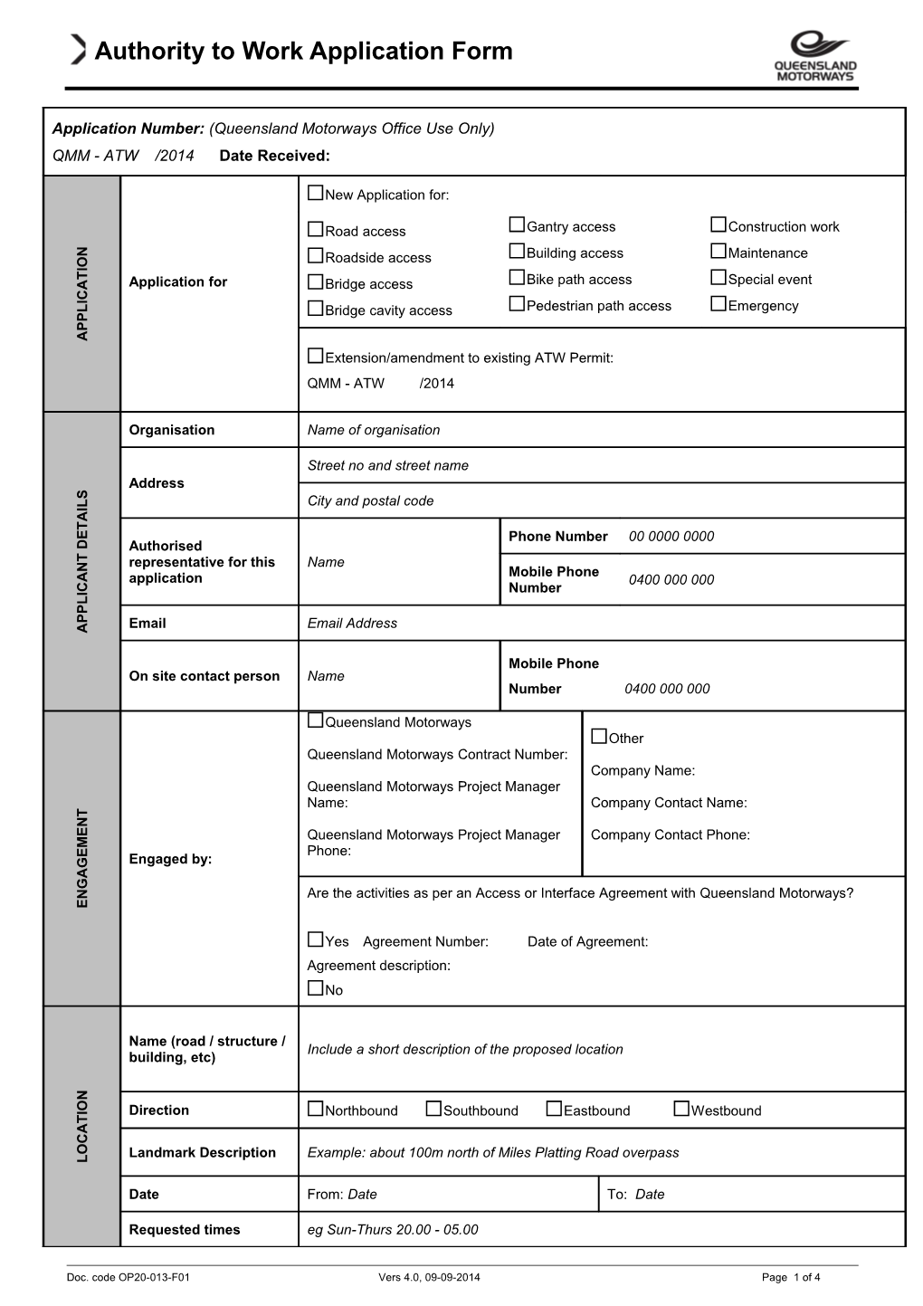 Doc. Code OP20-013-F01vers 4.0, 09-09-2014Page 1 of 4