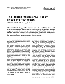 The Haisted Mastectomy:Present