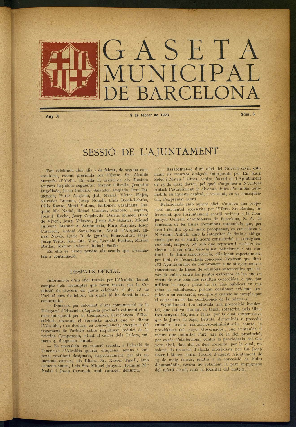 Gaseta Municipal De Barcelona