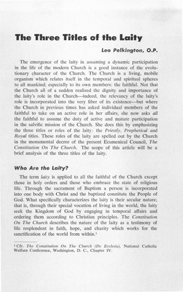 The Three Titles of the Laity