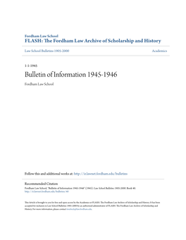 Bulletin of Information 1945-1946 Fordham Law School