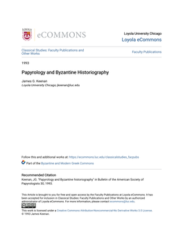 Papyrology and Byzantine Historiography