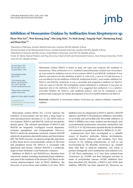 Inhibition of Monoamine Oxidase by Anithiactins from Streptomyces Sp
