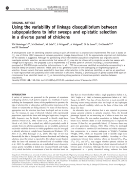 Using the Variability of Linkage Disequilibrium Between Subpopulations to Infer Sweeps and Epistatic Selection in a Diverse Panel of Chickens