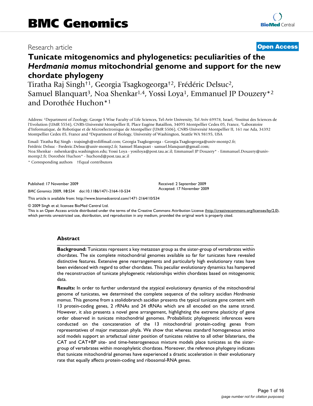 Tunicate Mitogenomics and Phylogenetics: Peculiarities of The