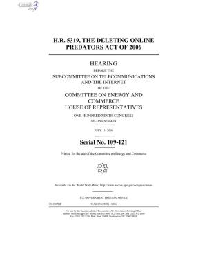 H.R. 5319, the Deleting Online Predators Act of 2006