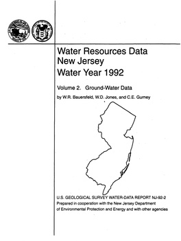 Water Resources Data New Jersey Water Year 1992