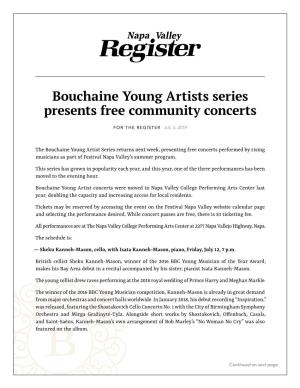 Bouchaine Young Artists Series Presents Free Community Concerts