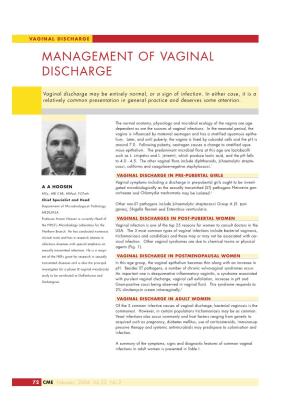 Management of Vaginal Discharge