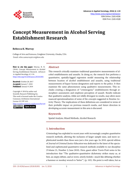 Concept Measurement in Alcohol Serving Establishment Research