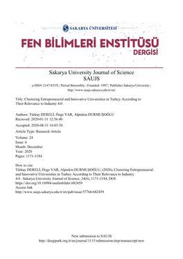 Clustering Entrepreneurial and Innovative Universities in Turkey According to Their Relevance to Industry 4.0