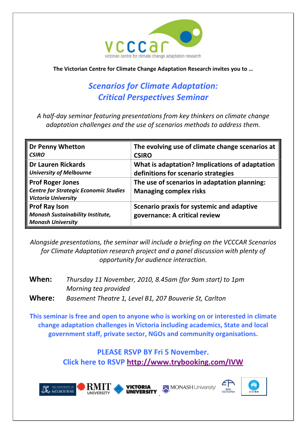 Scenarios for Climate Adaptation: Critical Perspectives Seminar