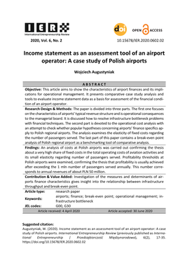 Income Statement As an Assessment Tool of an Airport Operator: a Case Study of Polish Airports