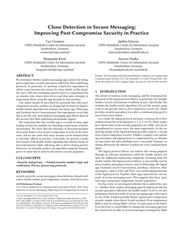 Clone Detection in Secure Messaging: Improving Post-Compromise Security in Practice