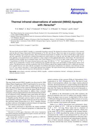 Thermal Infrared Observations of Asteroid \(99942\) Apophis With