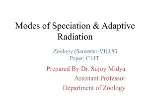 Modes of Speciation & Adaptive Radiation