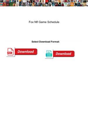 Fox Nfl Game Schedule