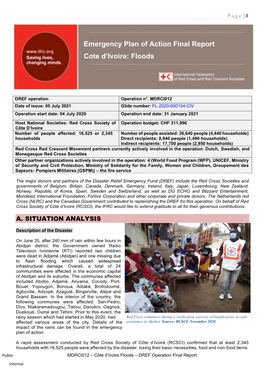 Emergency Plan of Action Final Report Cote D'ivoire: Floods