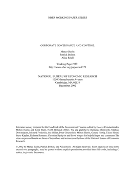 CG Chapter for Handbook of the Economics of Finance
