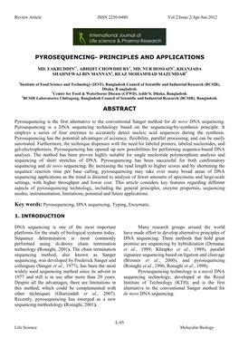 Pyrosequencing- Principles and Applications