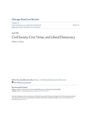 Civil Society, Civic Virtue, and Liberal Democracy William A