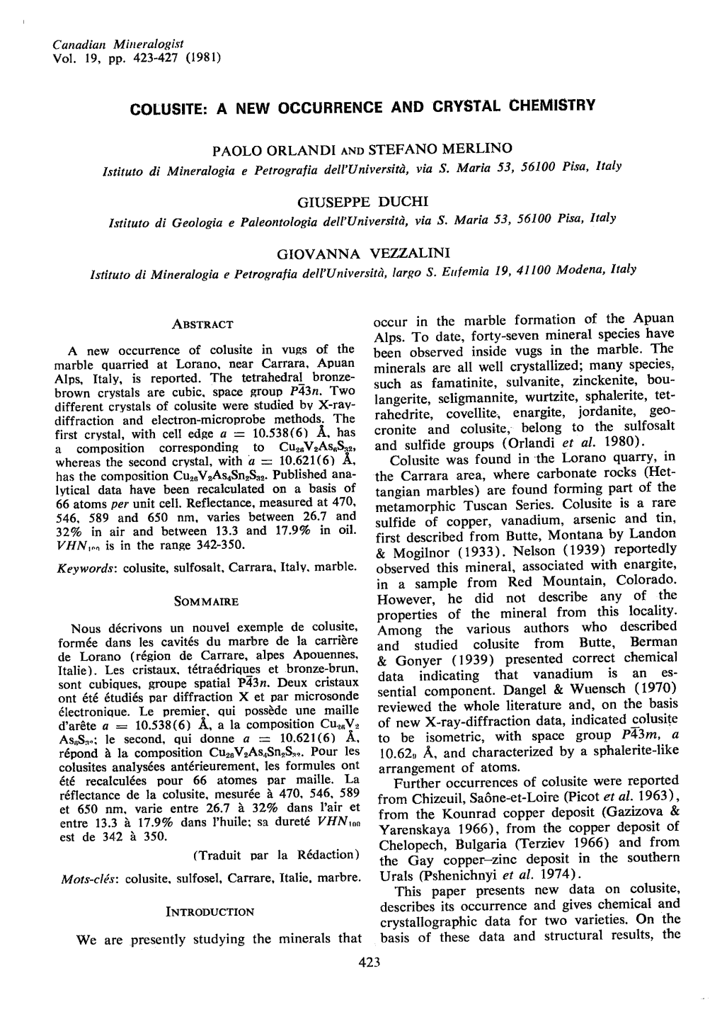 A New Occurrenge and Crystal Chemistry