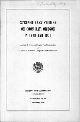 Striped Bass Studies on Coos Bay, Oregon in 1949 and 1950