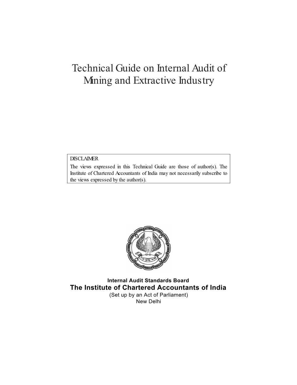 Technical Guide on Internal Audit of Mining and Extractive Industry