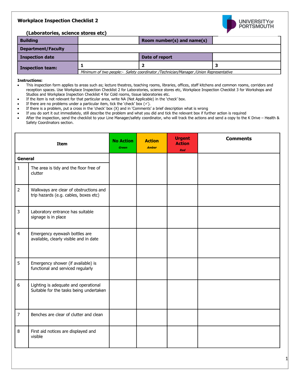 Workplace Safety Inspection Report