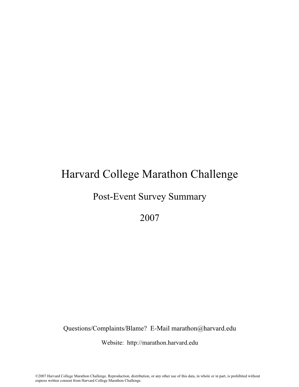 Harvard College Marathon Challenge