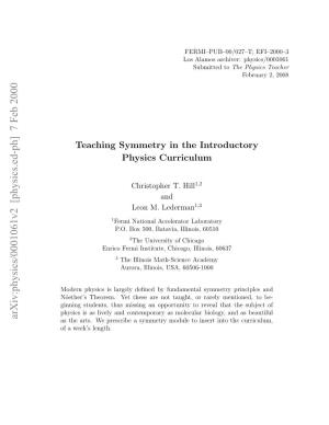 Teaching Symmetry in the Introductory Physics Curriculum