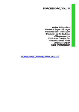 Dorohedoro, Vol. 14 Download Free