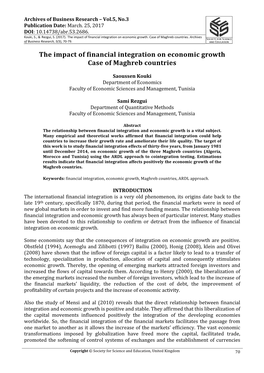 The Impact of Financial Integration on Economic Growth Case of Maghreb Countries